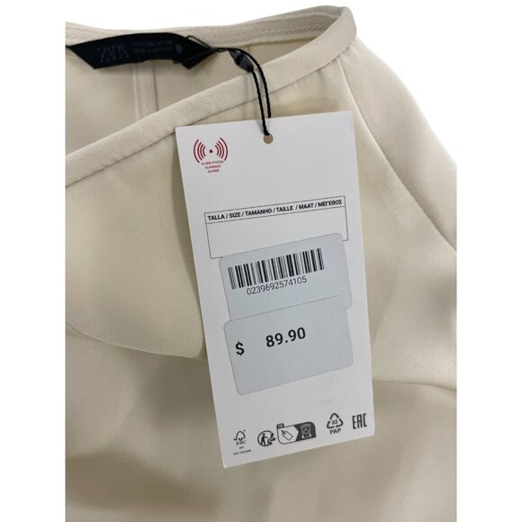 Zara Womens Satin Midi Skirt XL Ivory Zw Collection Back slit 2396/925 NWT - Picture 6 of 16